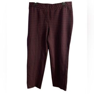 J Jill ponte knit slim leg plaid pants checkered burgundy Large Petite NWT
